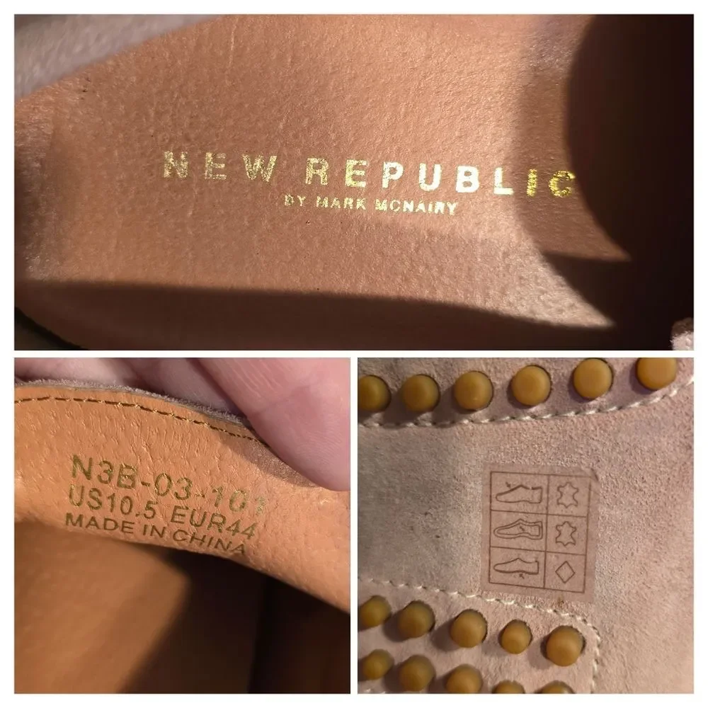 New Republic by Mark McNairy Barclay Dust Pink Suede Driver Loafer Men Size 10.5
